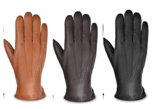 SURAWIL Mens Leather Gloves, Genuine Leather Winter Gloves For Men Cashmere Fleece Lined Touchscreen SUM05-US