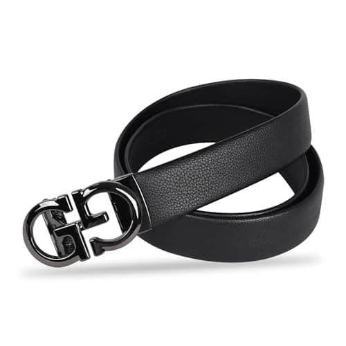 Aurolran Men&Womens Leather Dress Belt Business Automatic Buckle Belt Color-Black Silver Gold