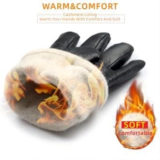 SURAWIL Mens Leather Gloves, Genuine Leather Winter Gloves For Men Cashmere Fleece Lined Touchscreen SUM05-US