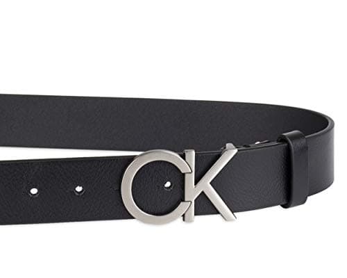 Calvin Klein Men’s CK Monogram Cut Out Buckle Belt – Casual Belt for Jeans & Everyday Wear