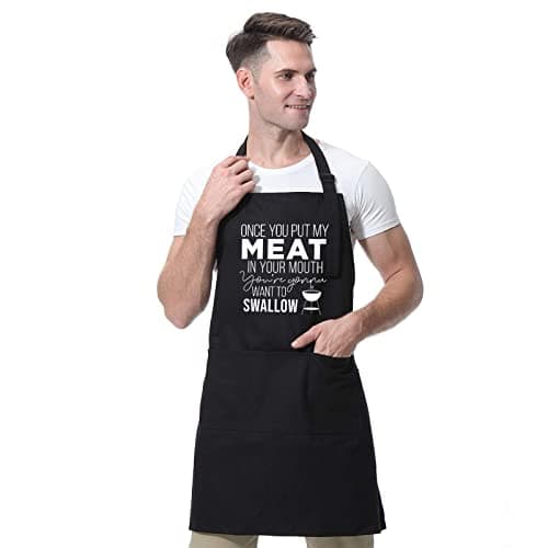 Miracu Funny Cooking Aprons for Men Husband - Christmas, Santa, Birthday Funny Male Gifts for Mens Best Friend, Gifts for Male Friends Guy Boyfriend Chef Man Him - Grilling Grill BBQ Apron w/Pockets