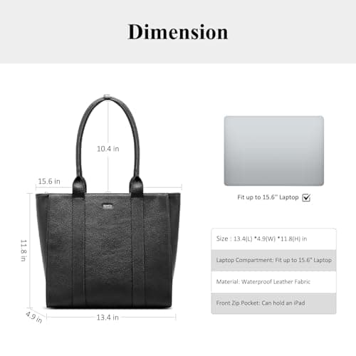 BOYATU Leather Tote Bag for Women Work: Genuine Leather Shoulder Purses - Travel Handbag with 15" Compartment