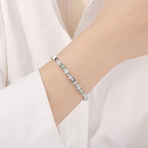 𝗚𝗶𝗳𝘁𝘀 𝗳𝗼𝗿 𝗪𝗼𝗺𝗲𝗻 𝗠𝗼𝗼𝗻𝘀𝘁𝗼𝗻𝗲 𝗕𝗿𝗮𝗰𝗲𝗹𝗲𝘁 Amazonite Colorful Imperial Jasper Stainless Steel Beads Bracelets, Graduation Mothers Day Christmas Birthday Gifts for Her Women