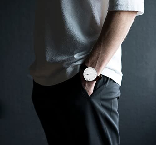 AGEN KGEN Mens Watches Ultra-Thin Minimalist Waterproof Fashion Simple Business Wrist Watch for Men Unisex Dress with Leather Band