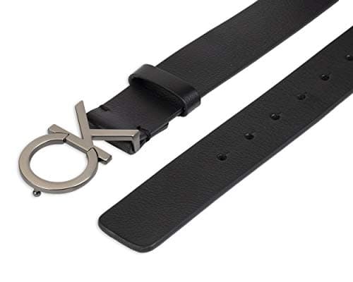 Calvin Klein Men’s CK Monogram Cut Out Buckle Belt – Casual Belt for Jeans & Everyday Wear