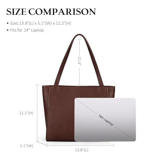 befen Genuine Leather Tote Bag for Women Work, Women's Leather Shoulder Bags Purses Satchel Handbags with Laptop Compartment