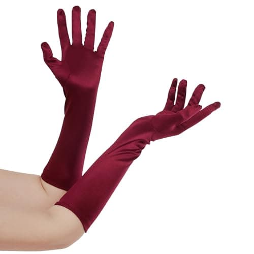 Lystaii Long Opera Party 20s Satin Gloves Stretchy Elbow Length Wedding 15 Inch Classic