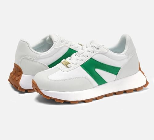 LUCKY STEP Women's Platform Fashion Sneakers Retro Classic Trainers Casual Lace-up Stylish Tennis Running Walking Shoes