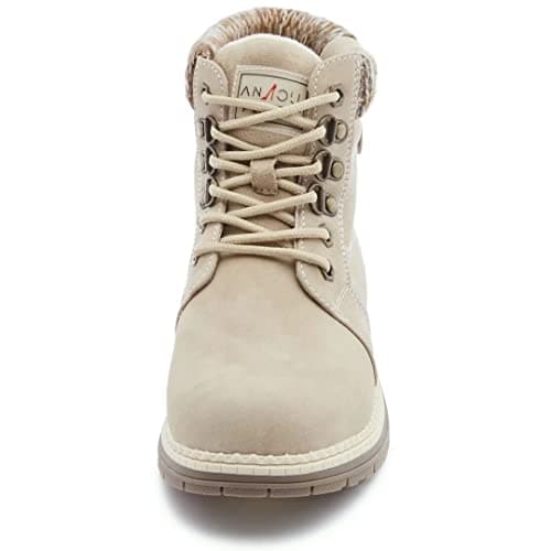 ANJOUFEMME Casual Winter Hiking Boots For Women - Womens Outdoor Snow Ankle Boots Waterproof Lightweight Lace up Fur Lined Walking Hiking Shoes