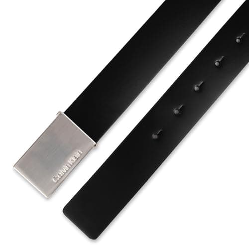 Calvin Klein Men's Modern Plaque Buckle Belt with Logo Detail for Dress Pants