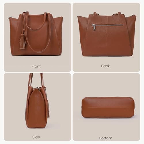 befen Genuine Leather Tote Bag for Women Work, Womens Laptop Tote Bags Shoulder Purses Totes with Compartments Handbags