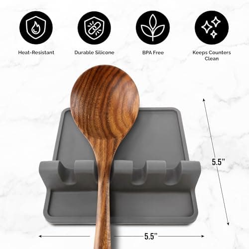 Silicone Utensil Rest with Drip Pad for Multiple Utensils, Heat-Resistant, BPA-Free Spoon Rest & Spoon Holder for Stove Top, Kitchen Utensil Holder for Spoons, Ladles, Tongs & More - by Zulay