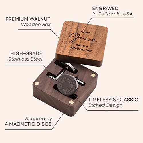 MUUJEE Cufflinks with Engraved Wood Gift Box