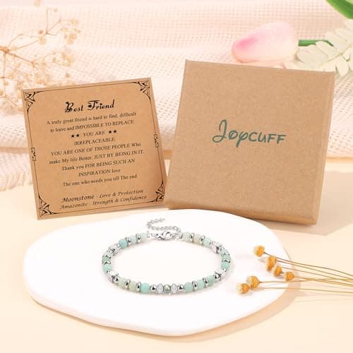 𝗚𝗶𝗳𝘁𝘀 𝗳𝗼𝗿 𝗪𝗼𝗺𝗲𝗻 𝗠𝗼𝗼𝗻𝘀𝘁𝗼𝗻𝗲 𝗕𝗿𝗮𝗰𝗲𝗹𝗲𝘁 Amazonite Colorful Imperial Jasper Stainless Steel Beads Bracelets, Graduation Mothers Day Christmas Birthday Gifts for Her Women