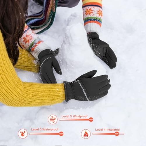 ihuan Winter Waterproof Gloves Ski for Women Men, Cold Weather Warm Thermal Touchscreen Snow Gloves for Running Cycling