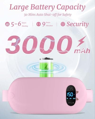 FSA HSA Eligible Portable Heating Pad for Cramps, Upgrade Cordless Electric Period Fast Heating Pad for Back Pain Relief Menstrual Belt 6 Heat 6 Massage Modes Gifts for Women Girls Her Girlfriend Pink