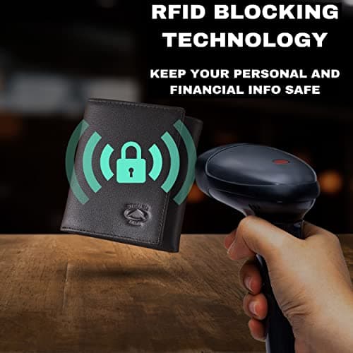 Stealth Mode Leather Trifold RFID Wallet For Men With Flip Out ID Holder (Black)