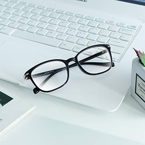 VisionGlobal Blue Light Blocking Glasses for Women/Men, Anti Eyestrain, Computer Reading, TV Glasses, Stylish Square Frame, Anti Glare(Black,+1.25 Magnification)