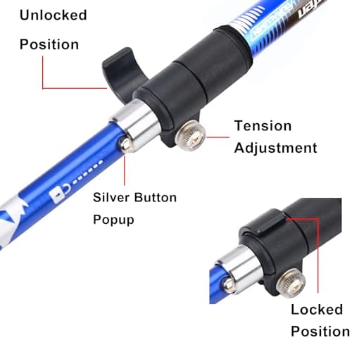 A ALAFEN Aluminum Collapsible Ultralight Travel Trekking Hiking Pole for Men and Women (Fits 5'3" - 6'2")