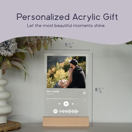 Custom Music Plaque - Personalized Acrylic Song Plaque/Glass Album Cover/Present for Girlfriend - Customized Music Sign - Long Distance Gifts - Couple Present for Her/Him/Boyfriend