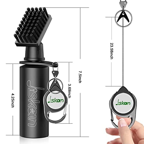 Pro Golf Club Brush Cleaner with Retainer Clip and Squeeze Water Bottle 7.5 Inches Holds 4 Ounces of Water, Essentials Golf Accessories for Men, Best Golf Gifts for Men