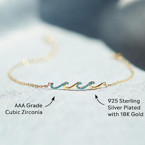 STORYJEWELLERY Birthday Gifts for Women, Gifts for Sister Mom Daughter and Friend, 30th 40th 50th 60th Birthday Gifts for Women, Wave Bracelet for Sister Mom and Daughter, Retirement Gift for Woman