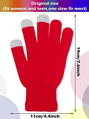 Pangda 12 Pairs Winter Touch Screen Gloves for Men Women Stretch Knitted Texting Gloves Warm Windproof Solid Color Mittens