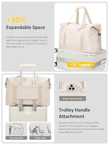 Capolo Expandable Travel Duffle Bags Weekender Overnight Bags for Women Men Hospital Bag for Women Labor Delivery with Toiletry Bag Waterproof