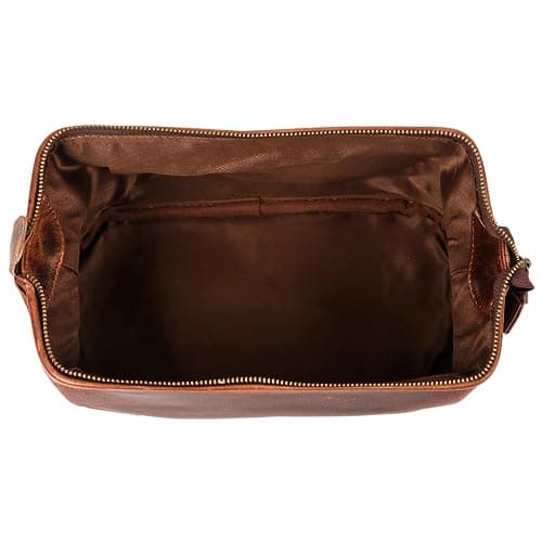 HLC Leather Toiletry Bag for Men - Best Gift for Men - Premium Genuine Leather Dopp Kit Shaving Kit Organizer Travel Kit Pouch Bag for Men - Large Size - Rustic Brown