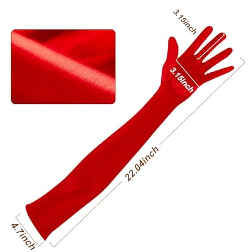 Lansian Long Opera Party Gloves for Women 1920s 20s Satin Gloves Costumes Elbow Length Bridal Evening Dress, 21 inches