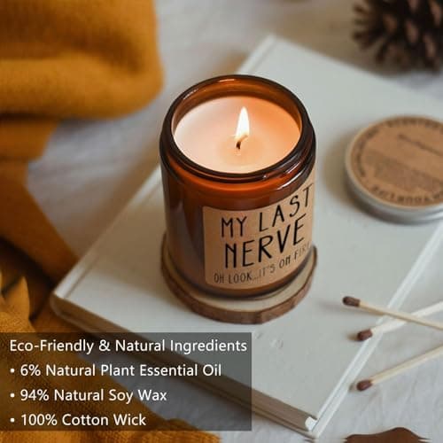Homsolver Birthday Gifts for Women, Funny Friendship Gift for Best Friend - My Last Nerve Lavender Candle - Unique Birthday Gifts for Women, Her, Mom, BFF, Sister