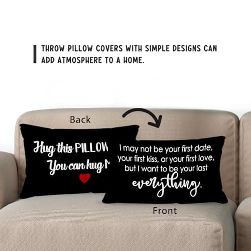 Sufamb Romantic Long Distance Relationship Gifts Reversible Throw Pillow Case Decor for Home Bedroom,12''x20'' Pillow case,Gift for Boyfriend,Husband,Anniversary,Wedding,Engagement Couples (Black-4)