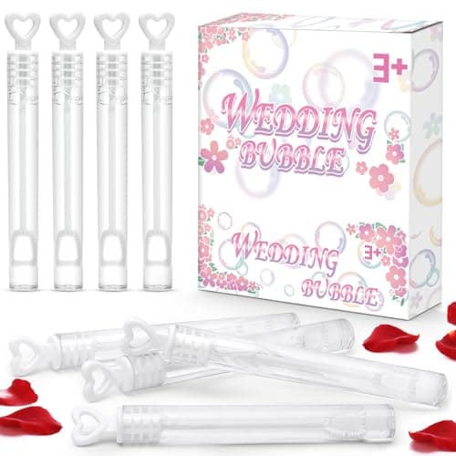 32Pcs Wedding Bubble Wands Bulk(White Heart Top), Mini Bubble Party Favors, Valentine's Day, Anniversary Supplies, Wedding Send Off, Gift Box Decoration, Goody Bag Stuffers Filler for Couple Guest Kid