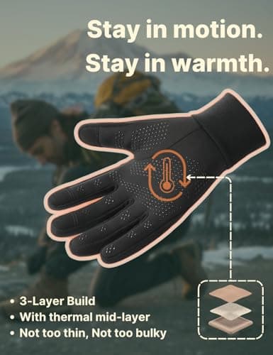 Aerynx Winter Gloves Women Men Cold Weather Touch Screen 3-Layers Liner Glove for Running, Cycling, Biking, Hiking, Driving