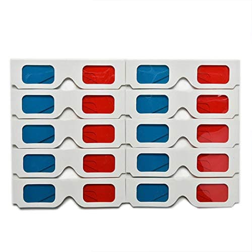 3D Glasses for Movies Red/Cyan Cardboard 3D Glasses in White Frame Anaglyph Cardboard for Movies