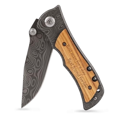 ZENNLAB Best Man Groomsman Gifts from Groom, Wedding Gift for Groomsman, Groomsman Proposal Gifts, Best Man Proposal Gifts, Groomsman Pocket Knife Gift for Men, brown