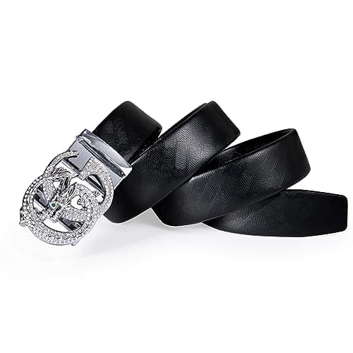 Dubulle Designer Mens Belts, Sliding Automatic Buckle Ratchet Dress Belt TOP Genuine Leather Strap Gifts