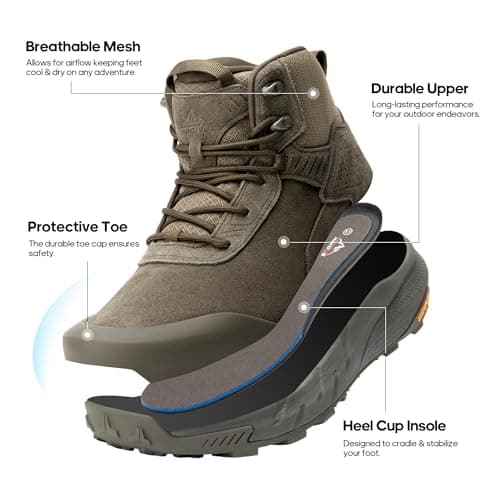 NORTIV 8 Men's Waterproof Military Tactical Work Boots Leather Motorcycle Combat Lightweight Non-Slip Hiking Boots for Men Defender