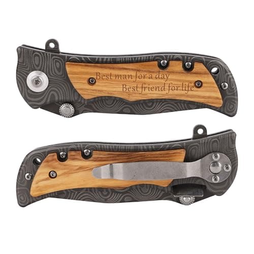 ZENNLAB Best Man Groomsman Gifts from Groom, Wedding Gift for Groomsman, Groomsman Proposal Gifts, Best Man Proposal Gifts, Groomsman Pocket Knife Gift for Men, brown