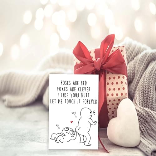 Huameigf Romantic Valentines Day Card for Wife Husband, Naughty Valentine's Day Gifts Ideas for BF GF, Cute Anniversary Birthday Card for Women Men, Rude Touch Your Butt Card