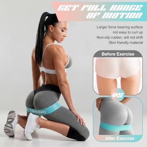 Teyva Daily 50 Pcs Resistance Loop Exercise Bands for Booty Workout Stretch Exercise Bands 5 Level Each Set with Storage Bag Non Slip for Legs Squat Resistance Loop Women Men Fitness