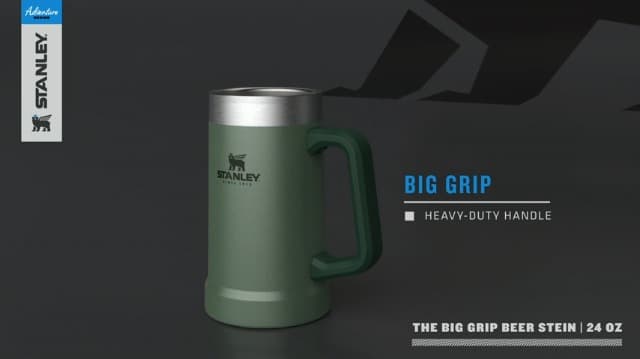 Stanley Stay-Chill Beer Stein 24 oz | Heavy Duty Big Grip Handle | Beer Tumbler Drink Cup, Holds 2 Cans | Insulated Stainless Steel Party Mug | BPA-Free | Matte Black