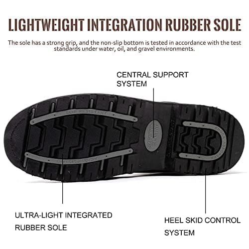 SAFETY LOONG Work Boots for Men Waterproof Soft Toe Non Slip Comfortable Leather Workboots