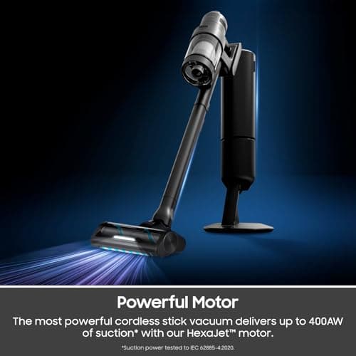 Samsung Bespoke AI Jet Ultra Cordless Stick Vacuum with All-in-One Clean Station, 400AW Powerful Suction, Long Battery Life, Anti-Tangle Pet Tool, 2025, Satin Black, VS90F40DMK/AA