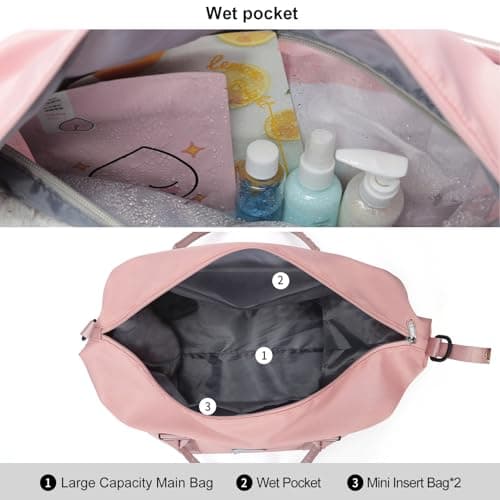 HYC00 Travel Duffel Bag,Carry-on Overnight Weekender Bags for Women,Sports Tote Gym Bag with Wet Pocket