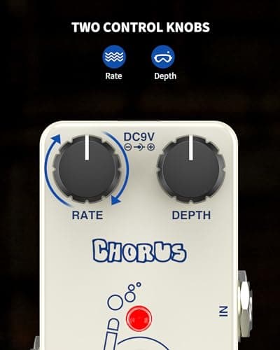 Pogolab Chorus Pedal, Chorus Guitar Pedal, Mini Analog Chorus Pedal, DC 9V, True Bypass for Electric Guitar