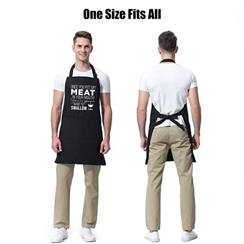 Miracu Funny Cooking Aprons for Men Husband - Christmas, Santa, Birthday Funny Male Gifts for Mens Best Friend, Gifts for Male Friends Guy Boyfriend Chef Man Him - Grilling Grill BBQ Apron w/Pockets