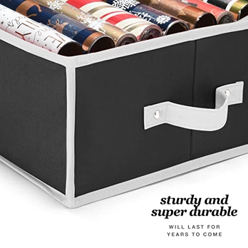 Wrapping Paper Organizer Storage for Christmas Gifts Wrapping Paper (6 Colors) Underbed Storage Container with Interior Pockets, Fits 24 Rolls