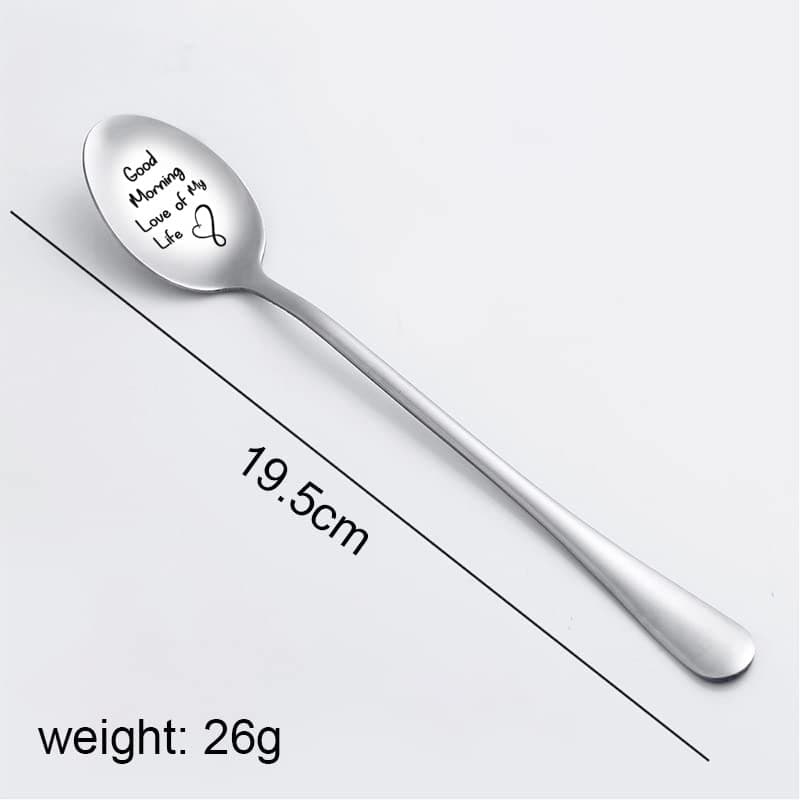 Husband Boyfriend Anniversary Birthday Gifts Wife Girlfriend Good Morning Love of My Life Coffee Tea Ice Cream Spoon for Him Her Valentines Day Gifts for BF GF Teaspoons Tablespoon