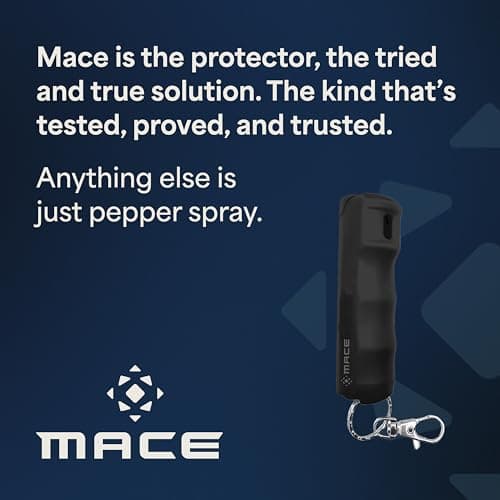 Mace Pepper Spray - Maximum Police Strength OC with UV Dye, Fast Flip Top, Ergonomic Finger Grip, Easy Carry Keychain, 12 Feet Range, 0.42 oz Compact Model, Self Defense Pepper Spray for Women & Men